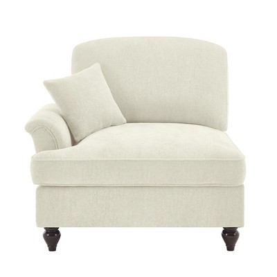 Vynxaria Modern Chenille Sofa Beige White, W/1 Pillow, Detachable Ruffle Skirts (2 Styles), Multi-Module Configurable (L-Shaped/Chaise)