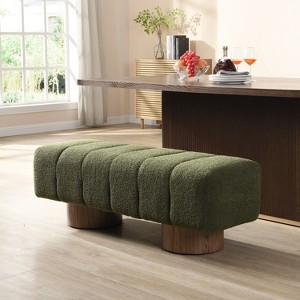 Kumasinova 50"/64" Boucle/Chenille/Velvet Dining Bench,No-Assembly End of Bed Bench with Wood Legs,Entryway Bench with 300lb Capacity for Living Room - 1 of 4