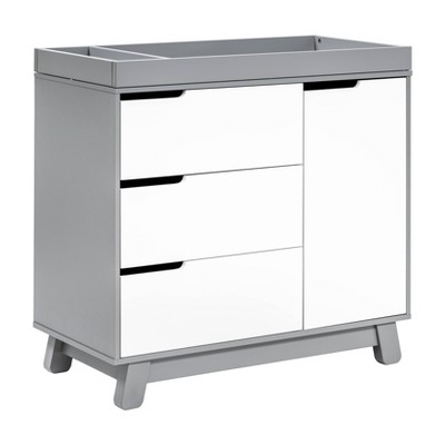 Babyletto Hudson 3-Drawer Changer Dresser with Removable Changing Tray - Gray/White