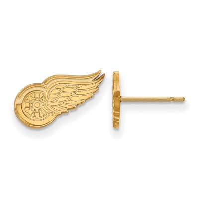 Black Bow Jewelry 14k Yellow Gold Detroit Red Wings NHL Stud Earrings
