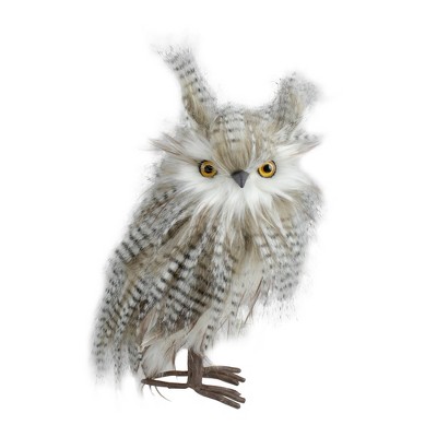 Northlight 12" Standing White and Gray Owl Table Top Christmas Figure