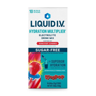 Liquid I.V. Cherry Ring Pop Sugar Free Hydration Multiplier Sports Drink - 10ct: Powdered, Non-Caffeinated