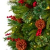 Nearly Natural 6.5-ft Norway Mixed Pine Artificial Christmas Tree with 350 Clear LED Lights, Pine Cones and Berries - 3 of 4