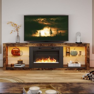 Bestier 71" Fireplace TV Stand for TVs Up to 75", Modern TV Stand with 36" Electric Fireplace with LED Lights & Storage Shelves for Living Room - 1 of 4