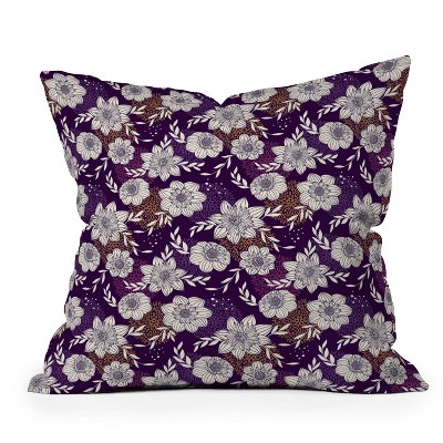 16"x16" Avenie Dahlia Lineart Square Throw Pillow Purple - Deny Designs