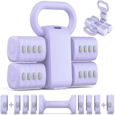 2-in-1 Adjustable Dumbbell Set, Converts to Kettlebell, 5-Level Weights for Home Gym Exercise
