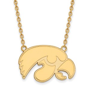 Black Bow Jewelry 14k Yellow Gold Plated Sterling Silver Iowa Hawkeyes NCAA Necklace 18 Inch - 1 of 4
