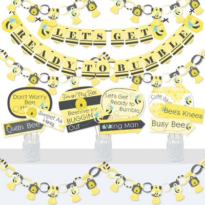 Big Dot of Happiness Honey Bee - Banner and Photo Booth Decorations - Baby Shower or Birthday Party Supplies Kit - Doterrific Bundle