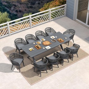 PURPLE LEAF Outdoor Dining Set All-Weather PE Rattan Patio Furniture Set with All Aluminum Frame Table and Chairs Set for Lawn Backyard Deck - 1 of 4