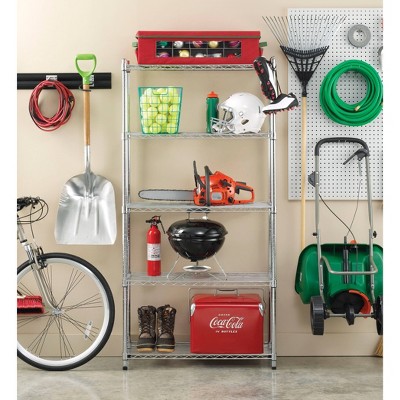 Supreme Chrome 5-Tier Adjustable Heavy-Duty Steel Shelving Unit
