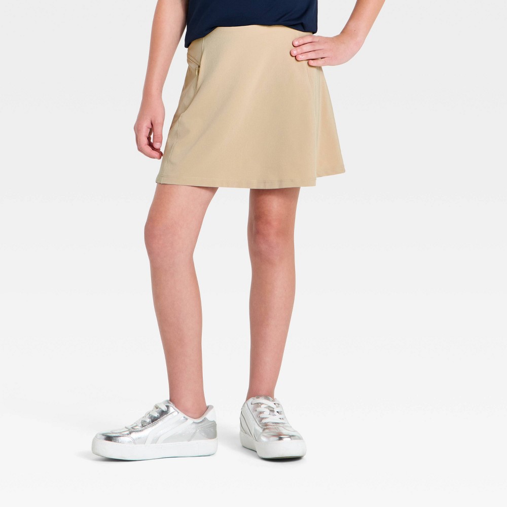Girls' Active A-line Lightweight Uniform Skort - All in Motion™ Beige XS