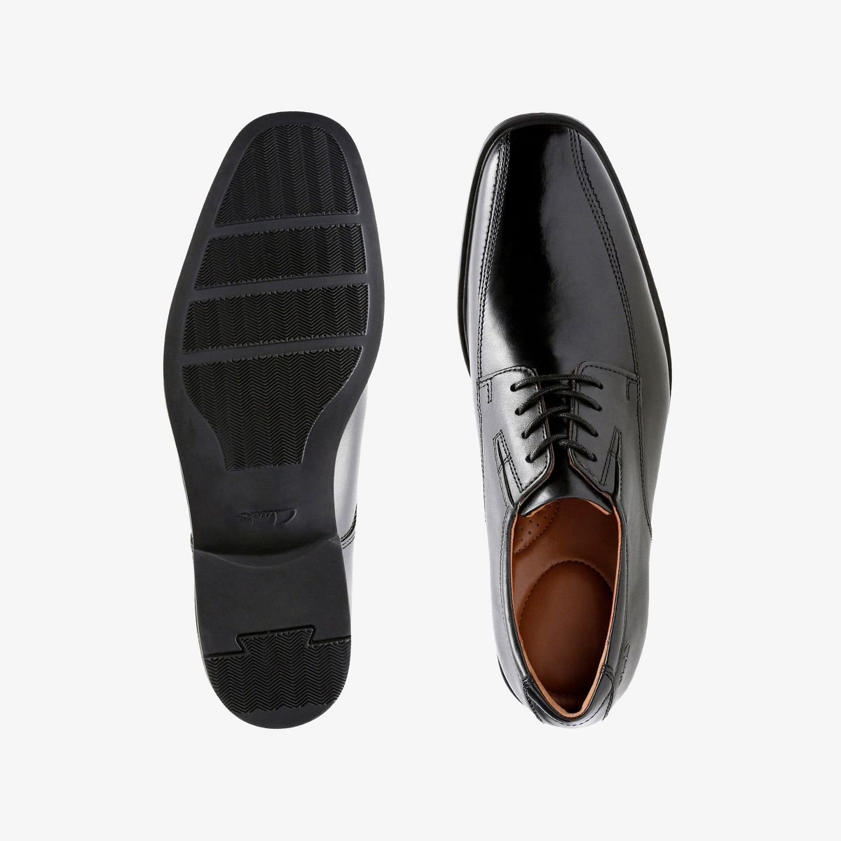 Clarks Mens Tilden Walk Black Leather Shoes 12 Wide - thumbnail 6