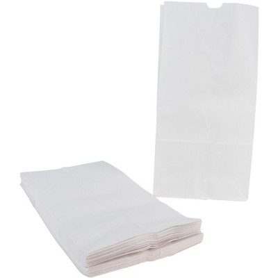School Smart Paper Bag, Flat Bottom, 7 x 13 Inches, White, Pack of 50
