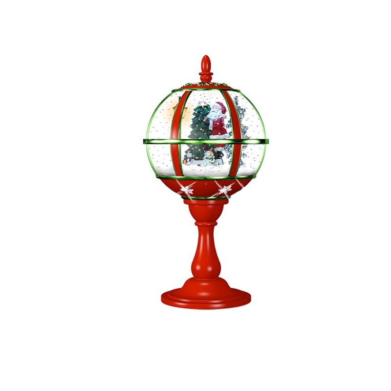 Northlight 23.5" Lighted Red Musical Snowing Santa with Christmas Tree Street Lamp, 4 of 5