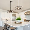 LNC Salle 4-Light 15.5" Transitonal Small Drum Chandelier, Matte Black and Brushed Silver - 4 of 4
