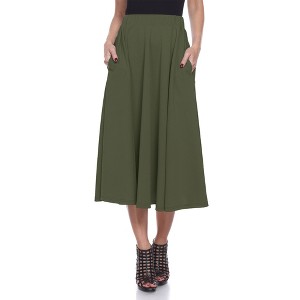 Women's Flared Midi Skirt with pockets - White Mark - 1 of 3