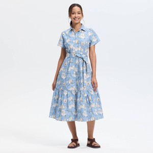 Vestido midi corte A con botones y manga corta - Universal Thread™