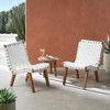 Osparple Outdoor Patio Furniture Bistro Set Rope Braiding and Acacia Wood Conversation Chairs Lounge Round Coffee Table for Garden, Terrace - 3 of 4