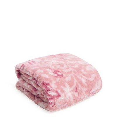 Vera Bradley Women's Fleece Plush Shimmer Throw Blanket Frosted Lace Pink