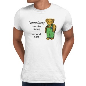 Corduroy Mens Classic Bear In Green Overalls T-Shirt - White - XXX