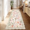 Washable Scalloped Living Room Rugs, Floral Snake Print Farmhouse Bedroom Carpet, Non Slip Low Pile Dining Room Rugs - 2 of 4