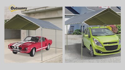 10' x 20' White Galvanized Steel Carport Canopy Kit