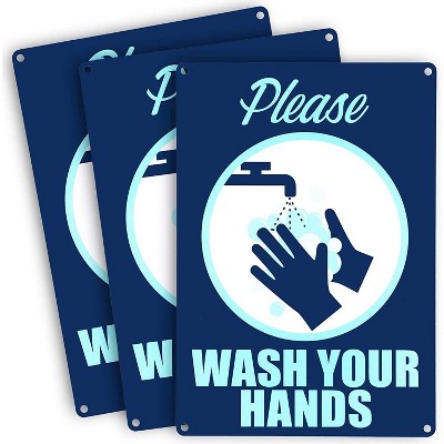 Stockroom Plus 3 Pack Plastic Safety Signs, Please Wash Your Hands (7 x 10 in)