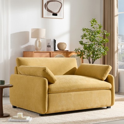 Zeus & Ruta 50"x43" Modern Oversized Chenille Armchair with Upholstered and Pillows, for Living Room, Bedroom, or Apartment