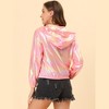 INSPIRE CHIC Women's Holographic Shiny Long Sleeve Zipper Hooded Metallic Jacket - 4 of 4