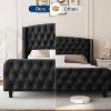 Homhougo 51" Tall Queen Size Bed Frame with Deep Button Tufted Wingback Headboard and Footboard Velvet Upholstered Platform Bed Frame Black - 4 of 4