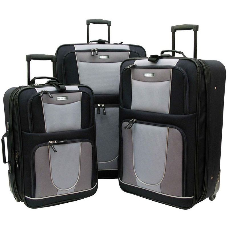 Geoffrey Beene Carnegie 3 Pc Luggage Set, Black w/ Grey, 2 of 5