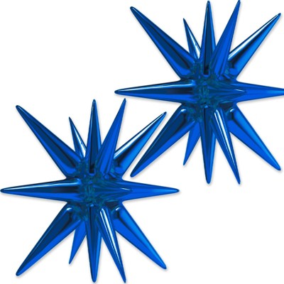 PartyWoo Foil Balloons Navy Star Starburst Point 42 Inch 2 pcs