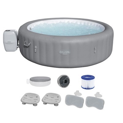 Bestway SaluSpa Grenada AirJet Inflatable Hot Tub, Underwater Pool and Spa Seat with Adjustable Legs (2 Pack), and Headrest Pillow (2 Pack)