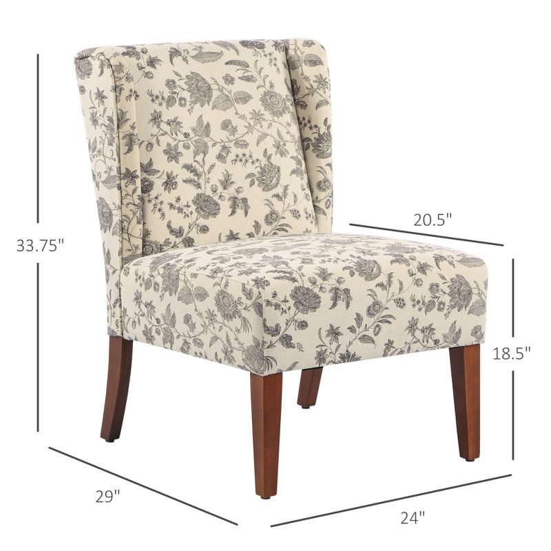 HomCom Upholstered Armless Accent Chair Leisure Side Chair with Wingback Design, 5 of 10