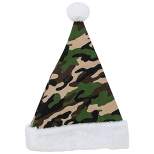 Green and White Camouflage Adult Christmas Santa Hat Costume Accessory - One Size