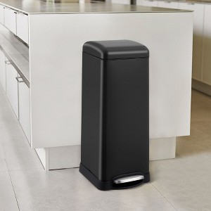 8 Gallon Kitchen Trash Can, Stainless Steel Rectangular Rubbish Bin with Removable Inner Bucket, 30 Liter Step Recycling Bin with Soft Close Lid - 1 of 4