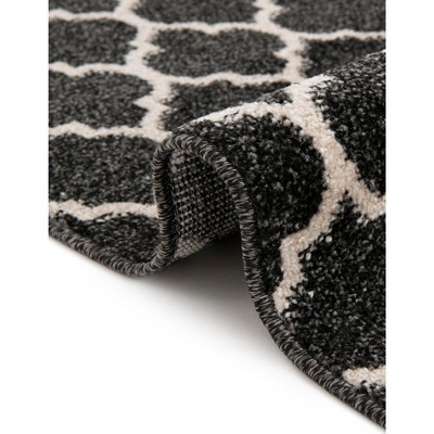Black and Beige Trellis 9' x 12' Synthetic Area Rug