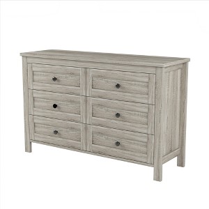 SEVOBAL Dressers Retro Farmhouse Style Wooden Dresser with 6 Drawers for Charming Bedroom Practical Storage Solution, Gray, 15.7"*52.6"*31.5" - 1 of 4