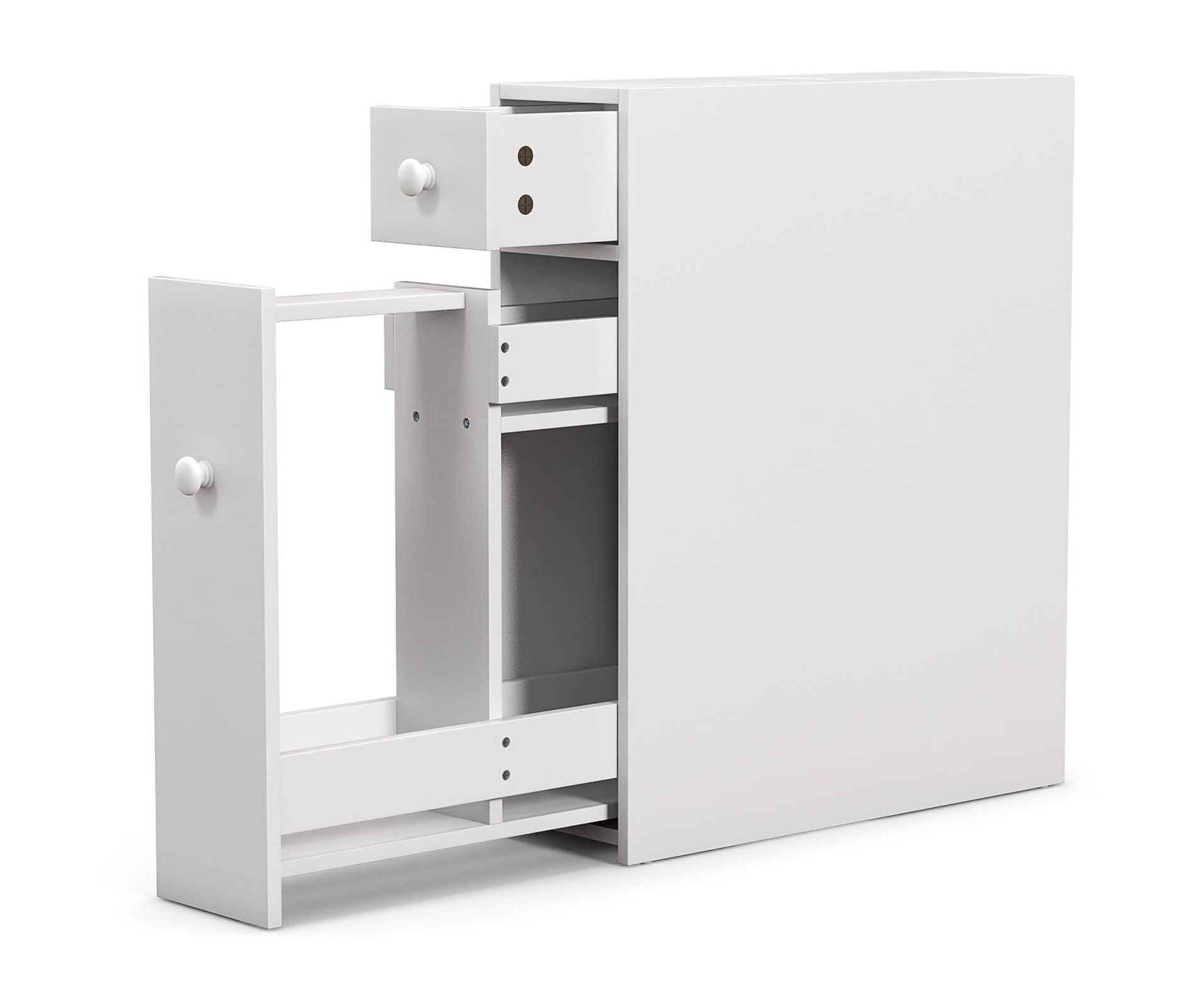Costway Bathroom Floor Cabinet Toilet Narrow Storage Organizer with Flip Top White