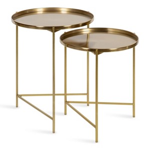 Kate and Laurel Ulani Round Metal Nesting Table, 2 Piece, Gold - 1 of 4
