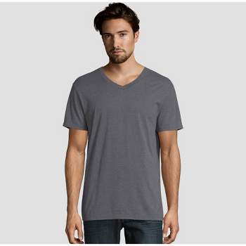 Hanes Premium Men's Short Sleeve Black Label V-Neck T-Shirt - Charcoal Heather S