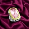 Slickblue Two-Tone Fashion Ring for Women, Large Rose Stone, Textured Frame Design, Sizes 5 to 8 - 3 of 4