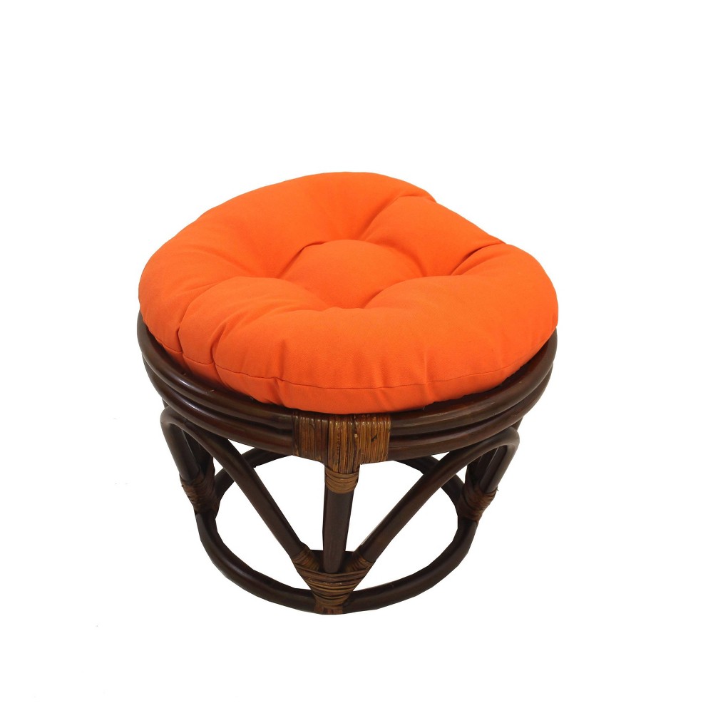Photos - Pouffe / Bench Rattan Footstool with Twill Cushion Tangerine Dream - International Carava