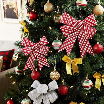 12X12cm Quality Premier Patterned Red Decorative Bows Christmas Tree Decoration 