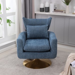 Swivel Accent Chair, Upholstered 360°Barrel Chair, Comfy Sofa Reading Chair, Single Armchair with Pillow for Living Room Bedroom Office Nursery - 1 of 4