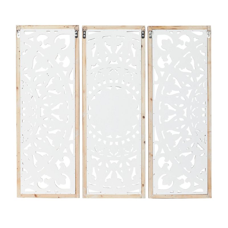 Set of 3 Wood Floral Intricately Carved Wall Decors with Mandala Design White - Olivia &#38; May, 4 of 7