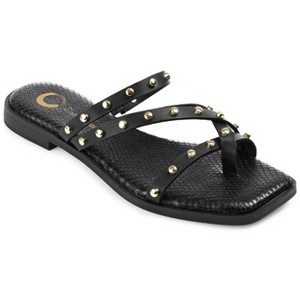 Journee Collection Womens Fanny Tru Comfort Foam Slide Low Block Heel Sandals Black 7.5 - 1 of 4