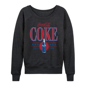 Women's - Coca-Cola - 90s Coke Collegiate Design Lightweight French Terry Wide Neck Long Sleeve Shirt - 1 of 4