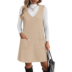 Zeagoo Women's Sweater Vest Dresses for Women 2025 V Neck Sleeveless Knit Pullover Sweater with Pockets Fall Winter Outfits - 1 of 4