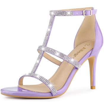 Allegra K Women's Rhinestone Ankle Strap Stiletto High Heel Sandals